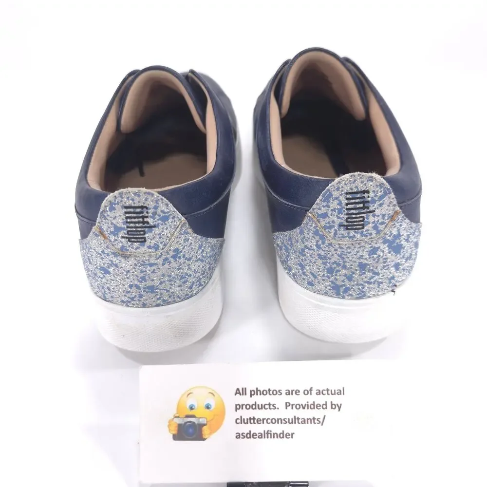 Fit Flop Lace Up Leather Sneaker Shoe Womens Size 8 SM3-826 Blue